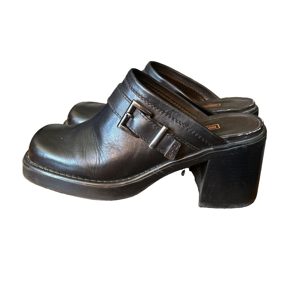Harley Davidson Shoes Heels Boots Clogs Womens Size 7 Chunky Heel Y2k Platform